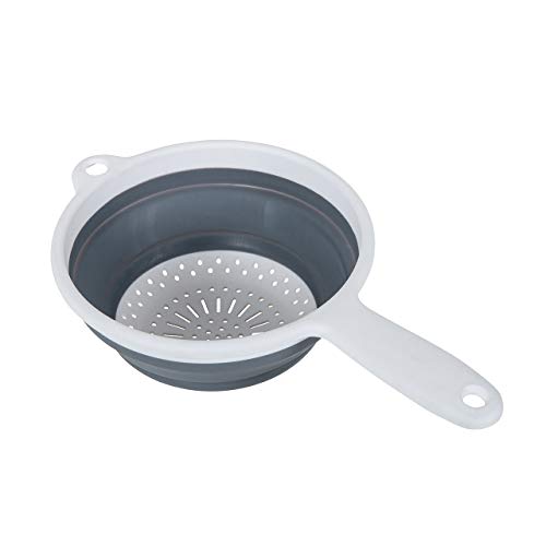 Addis "Pop & Store Plegable Alimentos colador con Mango, Color Blanco y Gris