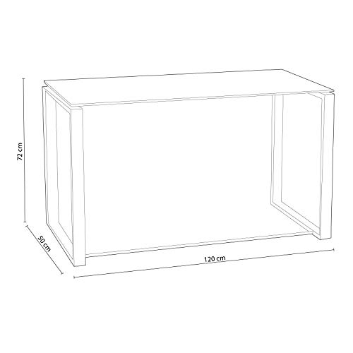 Adec - Mesa de Estudio Benetto XL, Mesa de Escritorio, Mesa de Despacho Cristal Transparente y Patas Metal Cromado, Medidas: 120 cm (Largo) x 60 cm (Ancho) x 75 cm (Alto)