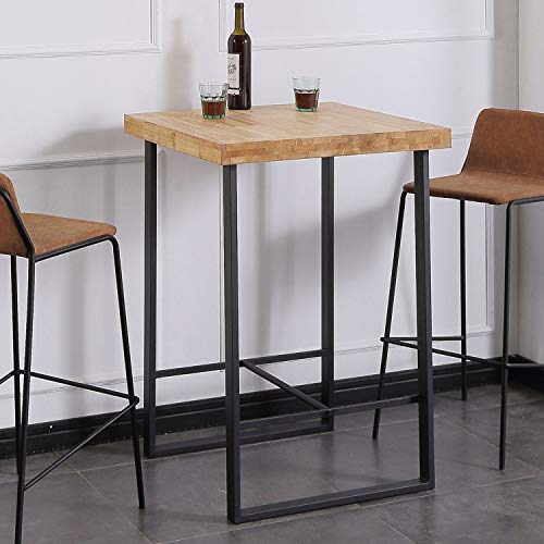 Adec - Natural, Mesa Alta de Cocina, Mesa de Bar, Barra, Mesa Contract, Color Roble Salvaje y Negro, Medidas: 70 cm (Ancho) x 70 cm (Fondo) x 100 cm (Alto)