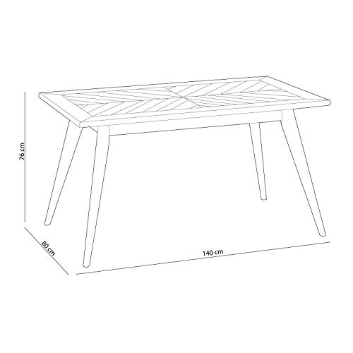 Adec -  Pixie, Mesa de Comedor, Mesa de Salon o Cocina, Acabado en Pino Reciclado y Patas de Madera en Color Negro, Medidas: 140 cm (Largo) x 80 cm (Alto) x 76 cm (Fondo)