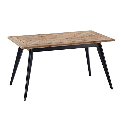 Adec -  Pixie, Mesa de Comedor, Mesa de Salon o Cocina, Acabado en Pino Reciclado y Patas de Madera en Color Negro, Medidas: 140 cm (Largo) x 80 cm (Alto) x 76 cm (Fondo)