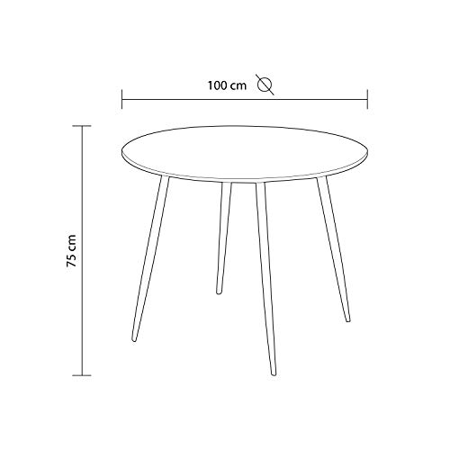 Adec - Suecia, Mesa de Comedor Redonda, Mesa de salón, Medidas: 100cm (Diametro) x 75 cm (Altura). (Cristal y Cromado)