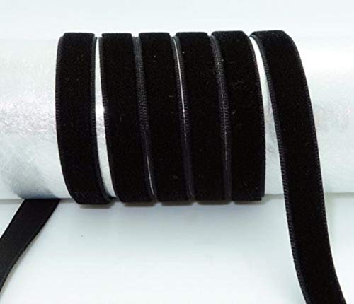 Adg 5yard / Lot 3/8"Tela de múltiples Opciones de Accesorios de Color Blanco de Encaje de Terciopelo Banda de la Cinta del Pelo de la Cinta de Terciopelo de Banda Ancha de 10 mm,Negro