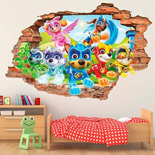 Adhesivo de pared 3D con diseño de patrulla de la patrulla de la patrulla de la patrulla de la canina, extraíble, vinilo adhesivo de pared, adhesivo de vinilo para decoración de niños