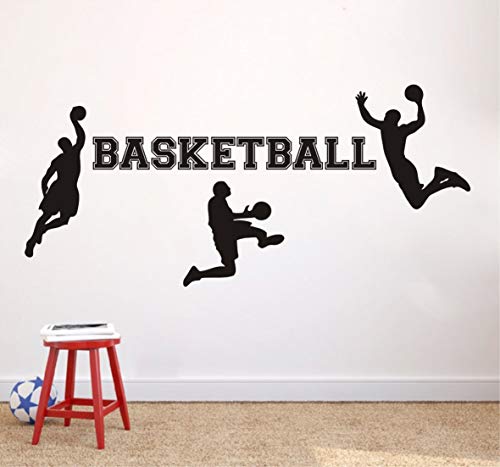 Adhesivo decorativo para pared de habitación de niños, diseño de jugador de baloncesto, extraíble