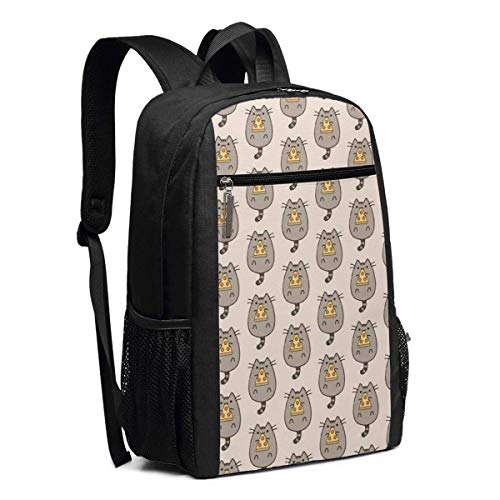 Adhyr Mochila del Viaje de la Pizza del Gato, Mochila Resistente al Agua Bolso del Ordenador de la Escuela de la Universidad Mochila del Ordenador portátil de 17 Pulgadas