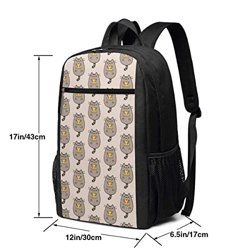Adhyr Mochila del Viaje de la Pizza del Gato, Mochila Resistente al Agua Bolso del Ordenador de la Escuela de la Universidad Mochila del Ordenador portátil de 17 Pulgadas
