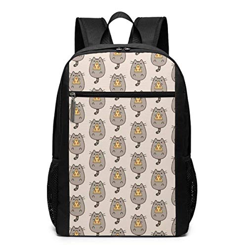 Adhyr Mochila del Viaje de la Pizza del Gato, Mochila Resistente al Agua Bolso del Ordenador de la Escuela de la Universidad Mochila del Ordenador portátil de 17 Pulgadas