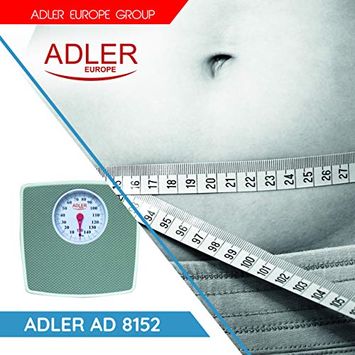 Adler Báscula de baño mecánica, sin Pilas, Gris, 32.7 x 5.9 x 30.5 cm