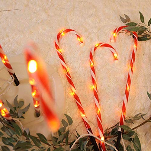 ADLOASHLOU 10 Pieza Bastón de Caramelo de Navidad Luces de Señalización de Camino, Luces de Bastón de Caramelo Decoraciones Marcadores LED Caramelo Marcadores de Camino Navidad Luces Decorativas