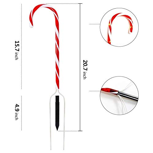 ADLOASHLOU 10 Pieza Bastón de Caramelo de Navidad Luces de Señalización de Camino, Luces de Bastón de Caramelo Decoraciones Marcadores LED Caramelo Marcadores de Camino Navidad Luces Decorativas