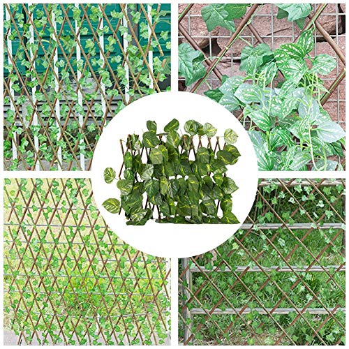 Adminitto88 - Campana de protección visual para jardín, setos artificiales colgantes de hiedra de pared, hojas de hiedra de alta densidad, valla decorativa retráctil para exterior y jardín, Verde