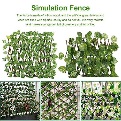 Adminitto88 - Campana de protección visual para jardín, setos artificiales colgantes de hiedra de pared, hojas de hiedra de alta densidad, valla decorativa retráctil para exterior y jardín, Verde