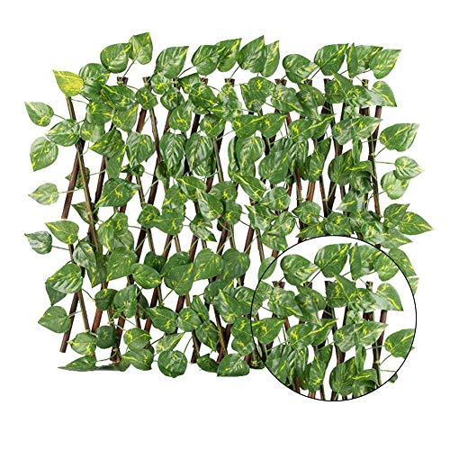 Adminitto88 - Campana de protección visual para jardín, setos artificiales colgantes de hiedra de pared, hojas de hiedra de alta densidad, valla decorativa retráctil para exterior y jardín, Verde