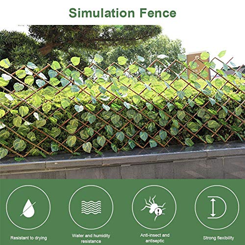 Adminitto88 - Campana de protección visual para jardín, setos artificiales colgantes de hiedra de pared, hojas de hiedra de alta densidad, valla decorativa retráctil para exterior y jardín, Verde