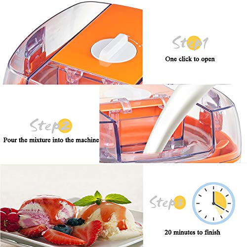 Admir Eléctrico Máquina para Hacer Helados con Congelador Incorporado,Soft Máquina De Helados Domésticos Niños,Pequeño Máquina para Hacer Hielo Contraparte Naranja