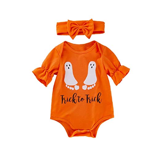 Adore store Halloween del Mono del bebé bebé de la Historieta Impresa Cuerno Manga Body Ropa Creativo de Halloween del Mono Precioso para bebé 73cm 1Ponga Amarillo