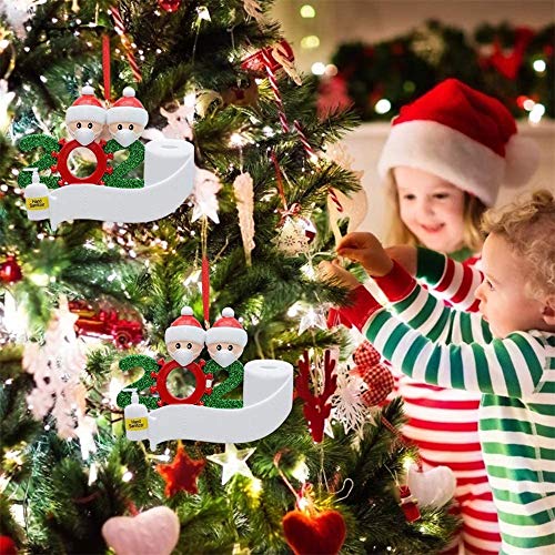 Adorno de familia sobrevivido Adornos de árbol de Navidad 2020 Adornos de adorno de Navidad, en cuarentena en casa Adorno de árbol de Navidad personalizado de la familia, Nochebuena (3 cabezas)