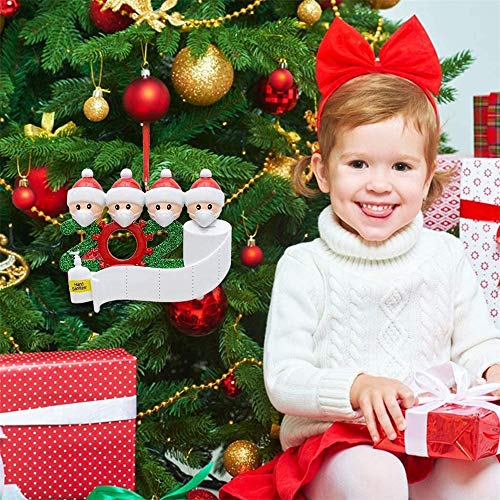 Adorno de familia sobrevivido Adornos de árbol de Navidad 2020 Adornos de adorno de Navidad, en cuarentena en casa Adorno de árbol de Navidad personalizado de la familia, Nochebuena (3 cabezas)