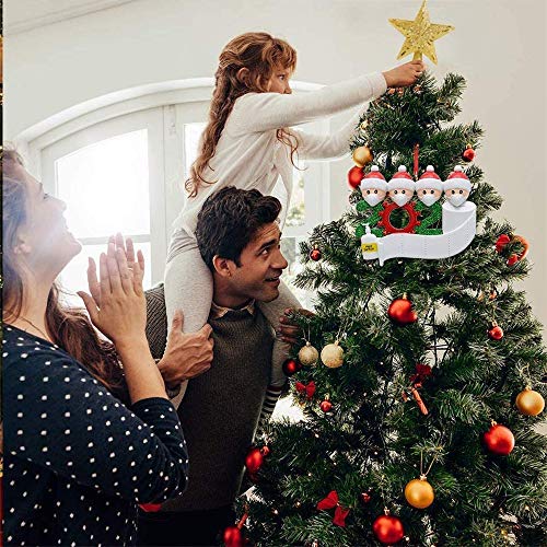 Adorno de familia sobrevivido Adornos de árbol de Navidad 2020 Adornos de adorno de Navidad, en cuarentena en casa Adorno de árbol de Navidad personalizado de la familia, Nochebuena (4 cabezas)