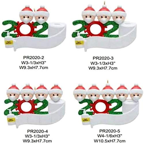 Adorno de familia sobrevivido Adornos de árbol de Navidad 2020 Adornos de adorno de Navidad, en cuarentena en casa Adorno de árbol de Navidad personalizado de la familia, Nochebuena (4 cabezas)
