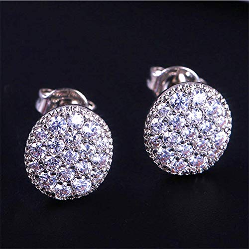 AdronQ Pendientes De Clip Aros Pendientes Ovales De Cristal Completo 925 Color Plata Circón Blanco Pendientes Nupciales De Boda Pendientes De Oreja De Mujer Joyas