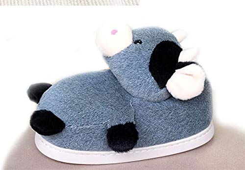 Adulto Unisex Invierno cálido Zapatillas de Animales de Felpa, Suave Animal Acogedor Peinado Corto toallita de Felpa Botines,35-38,Buffalo