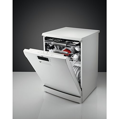 AEG FFB63700PW Lavavajillas AirDry 15 cubiertos, Display LCD, Clase A+++, Desconexión automática, 7 programas a 5 temperaturas, Tercera bandeja para cubiertos, Motor Inverter, 44 dBA, Blanco, 60 cm