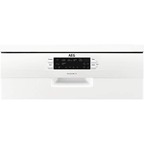 AEG FFB63700PW Lavavajillas AirDry 15 cubiertos, Display LCD, Clase A+++, Desconexión automática, 7 programas a 5 temperaturas, Tercera bandeja para cubiertos, Motor Inverter, 44 dBA, Blanco, 60 cm