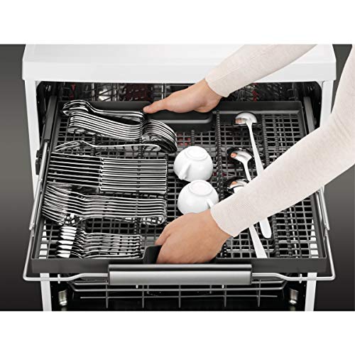 AEG FFB63700PW Lavavajillas AirDry 15 cubiertos, Display LCD, Clase A+++, Desconexión automática, 7 programas a 5 temperaturas, Tercera bandeja para cubiertos, Motor Inverter, 44 dBA, Blanco, 60 cm