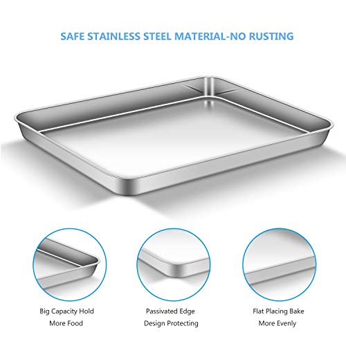 AEMIAO Bandeja para Horno, Antiadherente Acero Inox Bandeja de Horno Rectangular, 3PCS