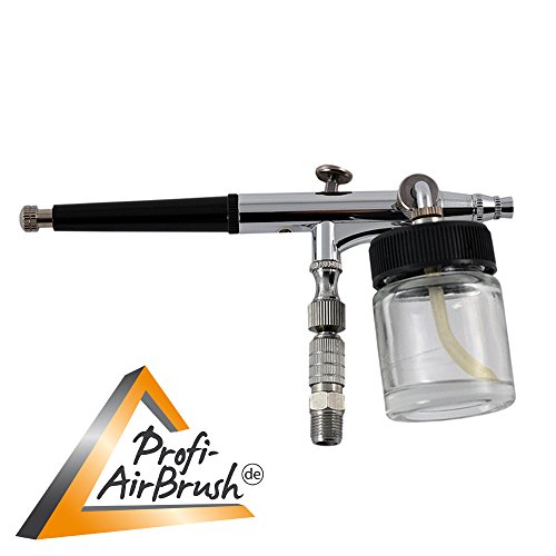 Aerógrafo profesional Ultimate II con compresor, muy silencioso, pistola de doble acción con 3 boquillas + agujas + taza de colores + vidrio, tubo de aire comprimido y juego de cepillos de limpieza