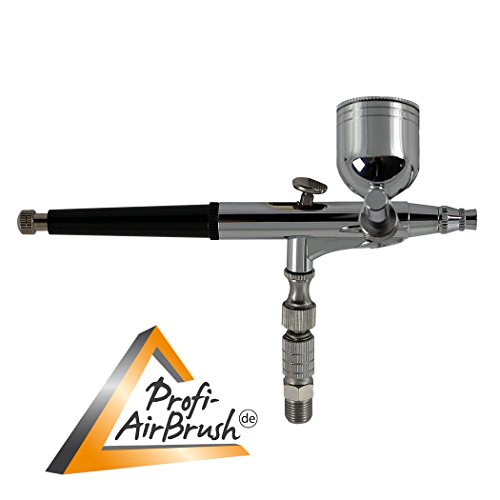 Aerógrafo profesional Ultimate II con compresor, muy silencioso, pistola de doble acción con 3 boquillas + agujas + taza de colores + vidrio, tubo de aire comprimido y juego de cepillos de limpieza