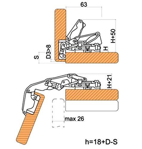 AERZETIX: 2x Bisagras de cazoleta 165° para puertas plegable de muebles de esquina C41052