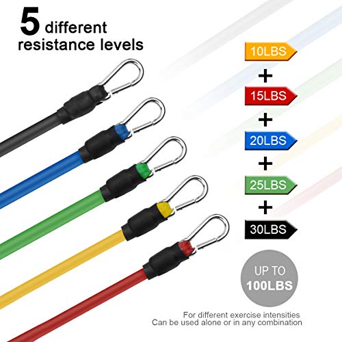 AETKFO Bandas Elasticas Musculacion, Bandas de Resistencia Fitness Bandas de Resistencia Kit Bandas de Ejercicios con Anclaje de Puerta,Manija,Tubos,Cintas Entrenamiento de Fuerza para Yoga, 11pcs