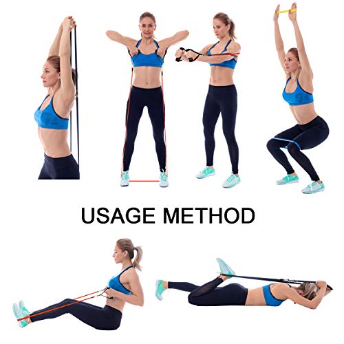AETKFO Bandas Elasticas Musculacion, Bandas de Resistencia Fitness Bandas de Resistencia Kit Bandas de Ejercicios con Anclaje de Puerta,Manija,Tubos,Cintas Entrenamiento de Fuerza para Yoga, 11pcs