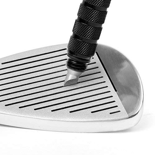 Afilador Estrías Palos de Golf Negro Profesional Groove Cleaner Herramienta Limpiar Hierros y Wedges - Mejora el Backspin y Control de la Bola- Kit Limpiar Ranuras Golf Club