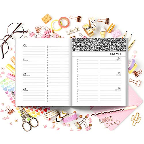 Agenda escolar 2018-2019: 190 x 235 mm : Agenda 2018-2019 semana vista español : 160 g/m² : Agenda semanal 12 meses: flamencos rosados en trullo 4619