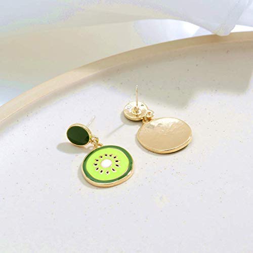 Aguja de Plata 925 Pendientes de Simplicidad con Estilo Goteo de Fruta Glaseada Kiwi de Morandi Pendientes de Simplicidad con Estilo Accesorios de Mujer 1.6 * 3.2Cm, ZS