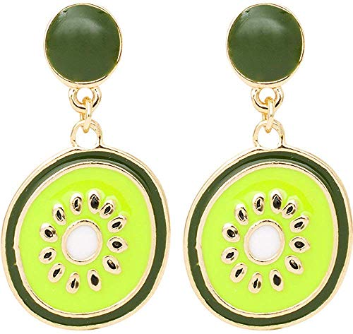 Aguja de Plata 925 Pendientes de Simplicidad con Estilo Goteo de Fruta Glaseada Kiwi de Morandi Pendientes de Simplicidad con Estilo Accesorios de Mujer 1.6 * 3.2Cm, ZS