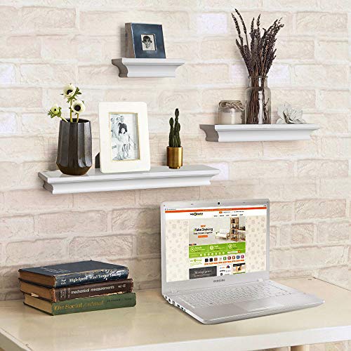 AHDECOR Estantes Flotante para Libros CDs Estanterías de Pared Juego de 3, Blanco