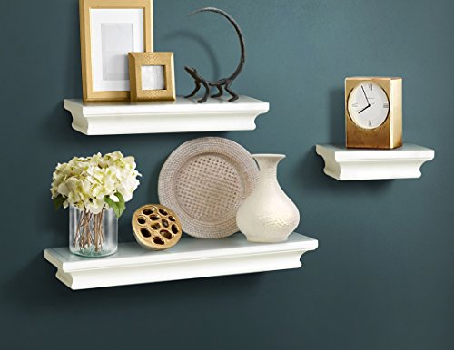 AHDECOR Estantes Flotante para Libros CDs Estanterías de Pared Juego de 3, Blanco