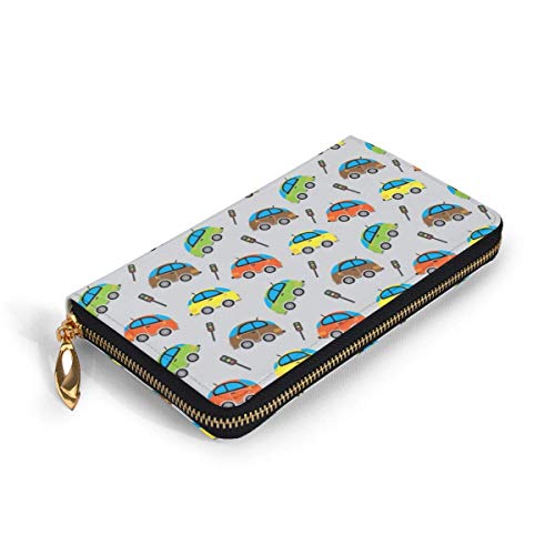 Ahdyr Lindo patrón de Coche y semáforos Cartera de Cuero para Mujer Bolso de Mano Monedero Largo Tarjetero