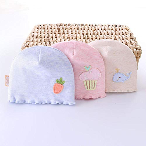 Aibccr Cappello Bimbo Cotone ricamato Doppio Strato, copricapo Neonato, Cappuccio Bimbo, Cappello Pizzo, Cotone colorato