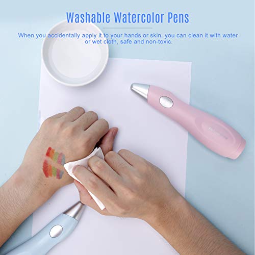 Aibecy Color de agua eléctrico Spray Pen Sprayer Airbrush Marker Set 12pcs Lavable Pintura de acuarela Bolígrafos Arte y manualidades Suministros Regalo de Navidad para niños Estudiantes Pintura