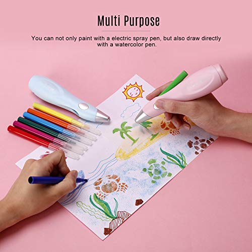 Aibecy Color de agua eléctrico Spray Pen Sprayer Airbrush Marker Set 12pcs Lavable Pintura de acuarela Bolígrafos Arte y manualidades Suministros Regalo de Navidad para niños Estudiantes Pintura