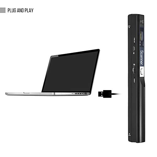 Aibecy Escáner Portátil de Tamaño A4 900DPI JPG/PDF para Documento inalámbrico&amp y Images Pantalla LCD Adecuado para empresarios, Estudiantes, viajeros, Artistas y arquitectos Aficionados (Negro)