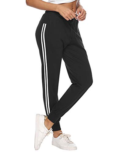Aibrou 100% Algodón Pantalones Deportivos para Mujer Pantalones de Pijama Largos Primavera Verano Pantalón de Chándal con Bolsilpara Gimnasio Deportes Correr Entrenamiento Jogging
