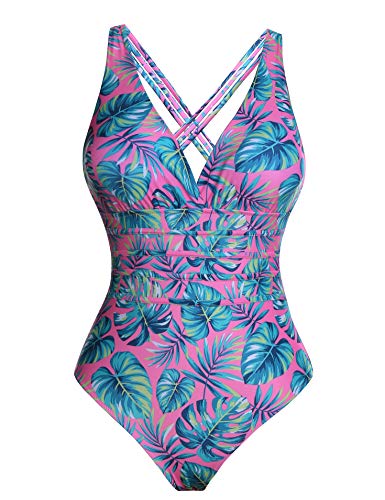 Aibrou Mujer Cuello en V Profundo Bañador Una Pieza Halter con Espalda Vendaje Traje de baño Monokini