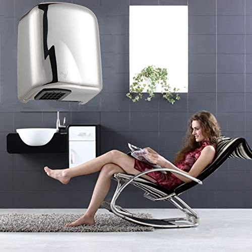 AICKERT Secador De Manos, Acero Inoxidable Toallero Automático Eléctrico De Aire Caliente De Pared, Baño Con Sensor Fotocélula, 1500 W, Utilizado en la oficina del baño o la cocina/Brushed